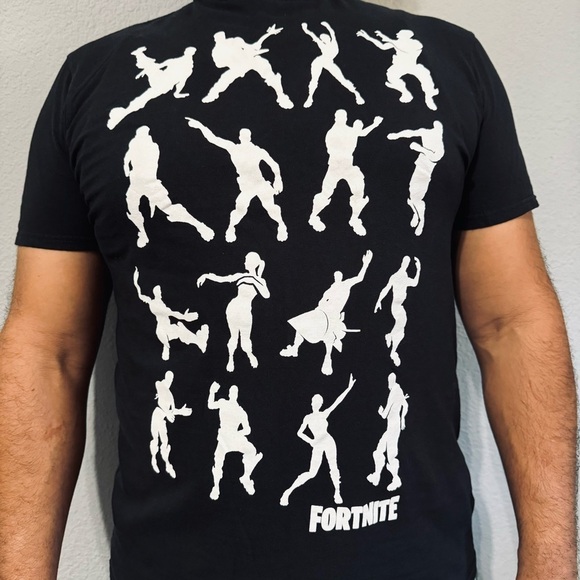 Fortnite Men Black Dance Emote Crew Neck Gaming T-Shirt Size L 100% Cotton - Picture 6 of 10